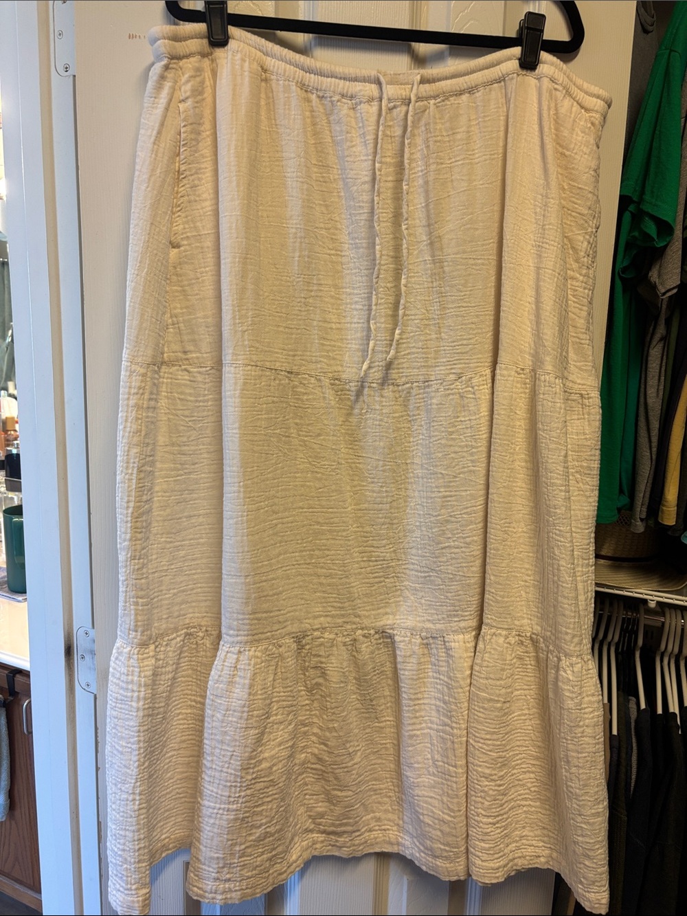 Pact Coastal Double Gauze Organic Cotton Tiered Maxi Skirt XXL